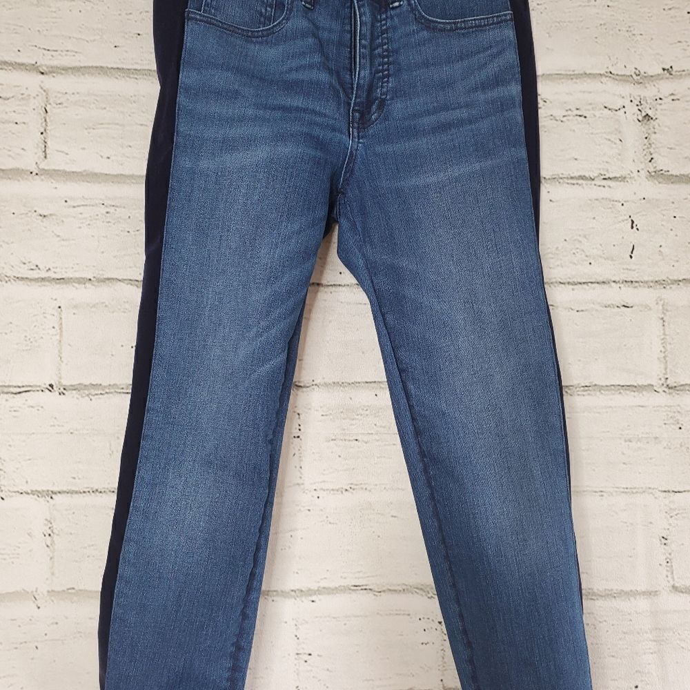 Madewell 9" high-Rise Skinny Jeans in Beattie Wash Velvet Tuxedo Stripe Edition - Picture 4 of 12